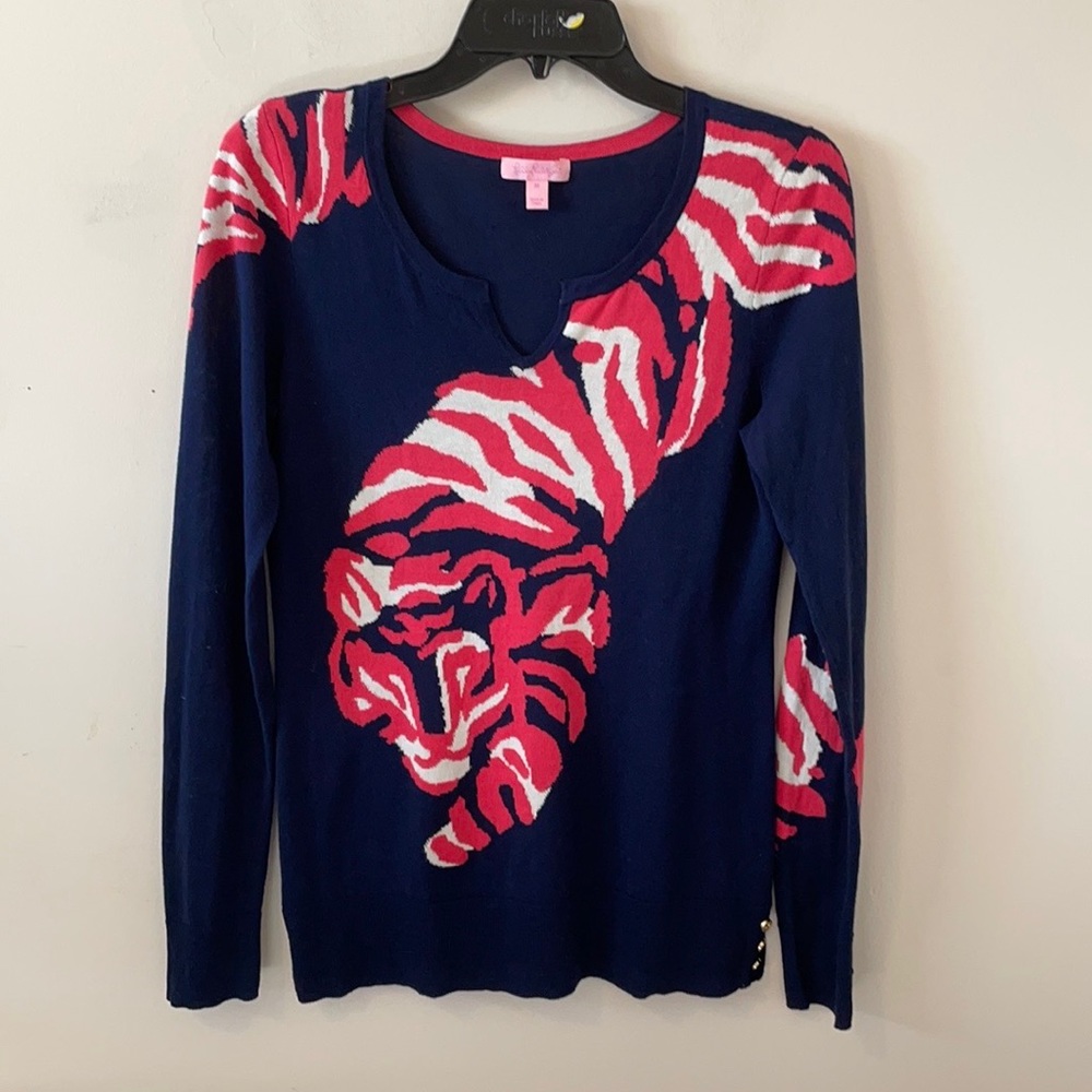 Lilly Pultizer Tiger Jacquard Charter Sweater- Size M